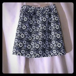 Brooks Brothers floral midi skirt, navy/white.